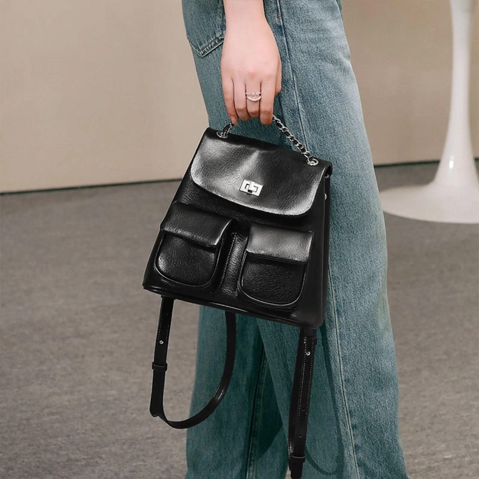 Женская кожаная сумка через плечо ITAMOOD модный вместительный рюкзак