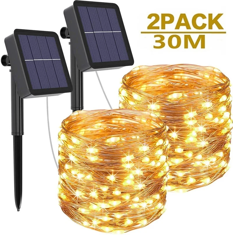 

LED Solar Lights Outdoor Waterproof Garden Fairy String Lights 7m/12m/22m/32m for Christmas Patio Tree Party Wedding Decoration