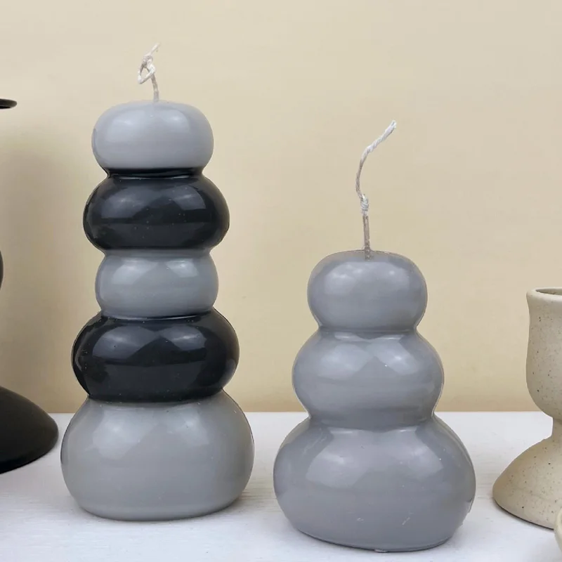 

3D Stacked Stone Acrylic PC Plastic Two-petal Molds Candle Mold DIY Scented Candle Gypsum Resin Drop Glue Fondant Cake Moulds