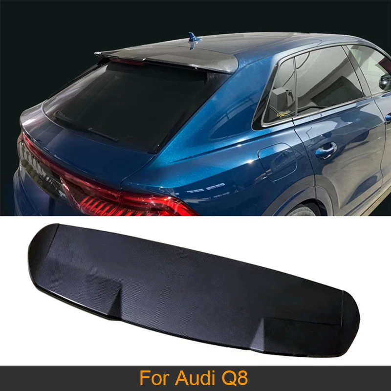 

ABS Carbon Look Rear Window Roof Spoiler Wing For Audi Q8 2019 2020 2021 Car Rear Trunk Roof Spoiler Wing ABS Grey