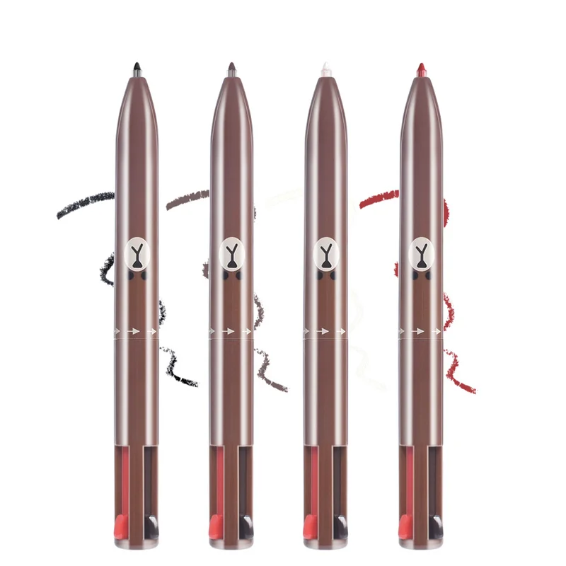 

4 in 1 Eyebrow Contour Pen Waterproof Highlighting Eye Brow Pencil Eyeliner Sharper Women Professional Beauty Makeup Cosmetic