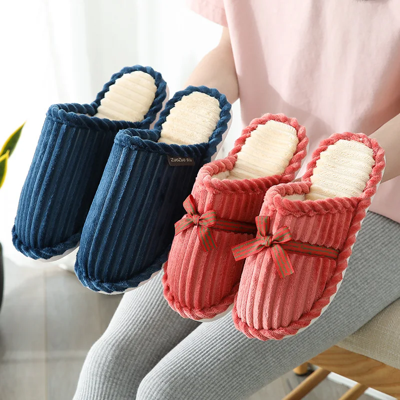 

Женские зимние Нескользящие плюшевые домашние теплые домашние хлопковые тапочки на толстой подошве