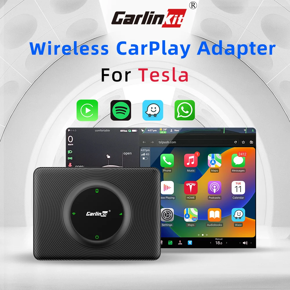 CarlinKit T2C CarPlay беспроводной адаптер для Tesla Model 3, модель Y, модель X, модель S, Wi-Fi, Bluetooth