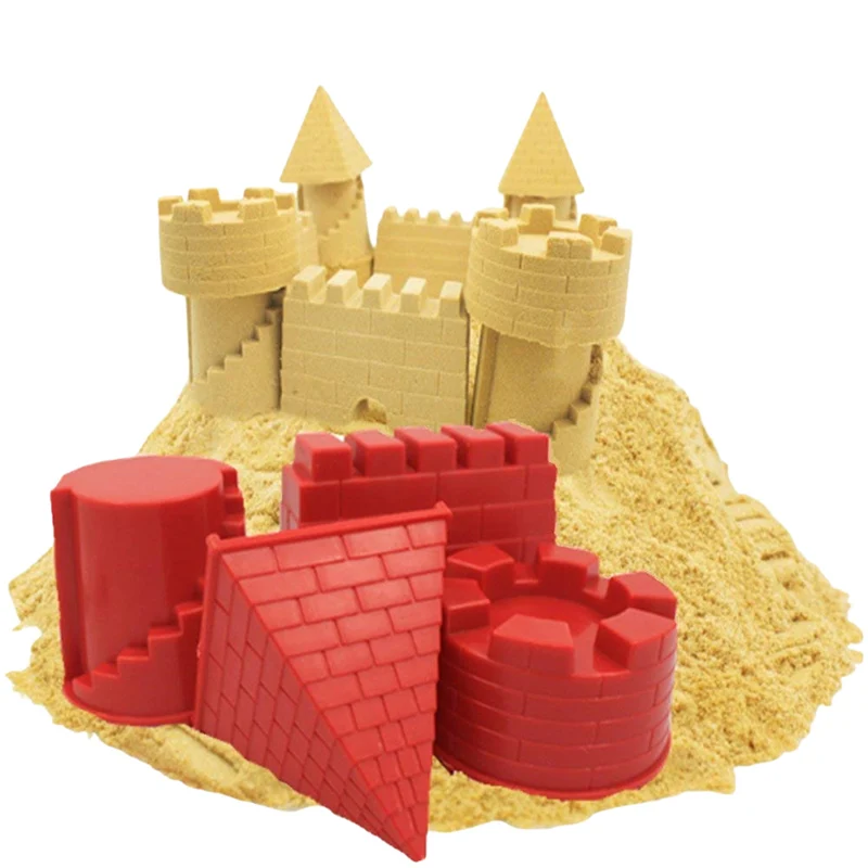 

4Pcs/Set Portable Assemble Castle Shape Sand Clay Novelty Beach Toys Model Clay For Moving Magic Sand