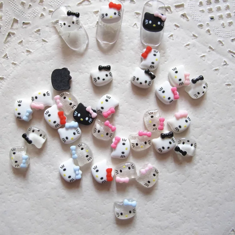 

30 шт. Sanrioed Diy Hello kitty Nail, трехмерная шпилька для волос, аксессуары для кремового клея