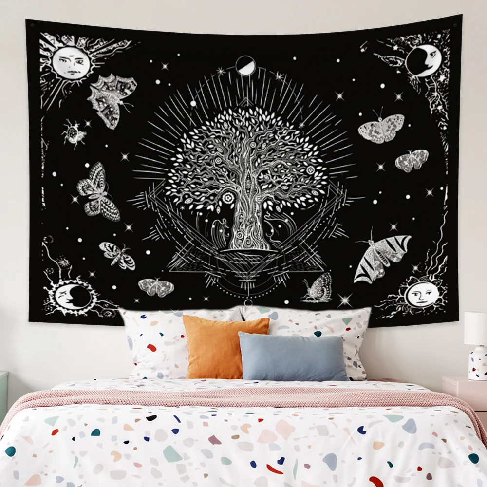 

Tree Of Life Moon And Sun Insect Wall Hanging Tapestry Bedroom Hippie Bohemian Trippy Living Room Decor Table Cloth Yoga Blanket