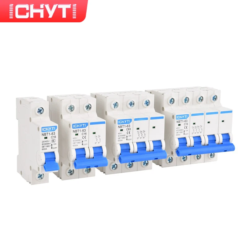 CHYT Бесплатная доставка NBT1-63 AC MCB 1P 2P 3P 4P 230/400V 63 a 6KA Тип C бытовой выключатель воздуха