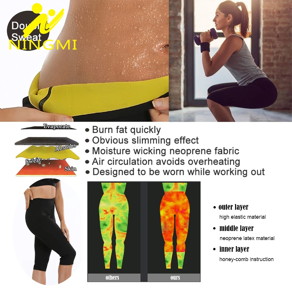 Лидер продаж женские брюки NINGMI для похудения с целлюлитным эффектом неопреновые