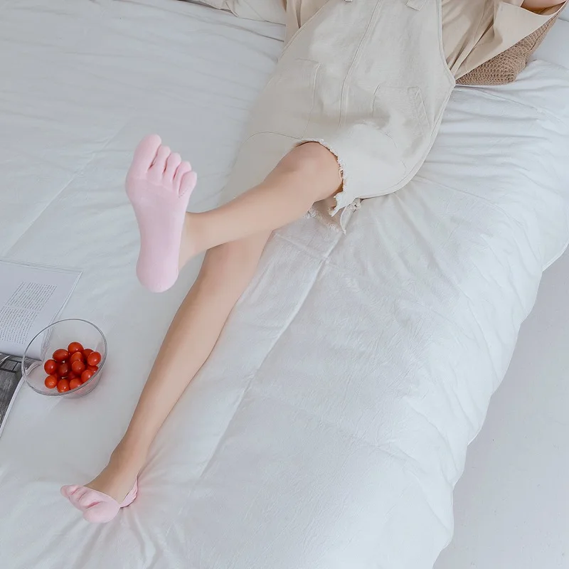 3 Pairs Socks Women Five Finger Socks Cute Sock Solid Color 5 Toe Sock Slippers Girls Lady Harajuku Sweat-absorbing Cotton Socks