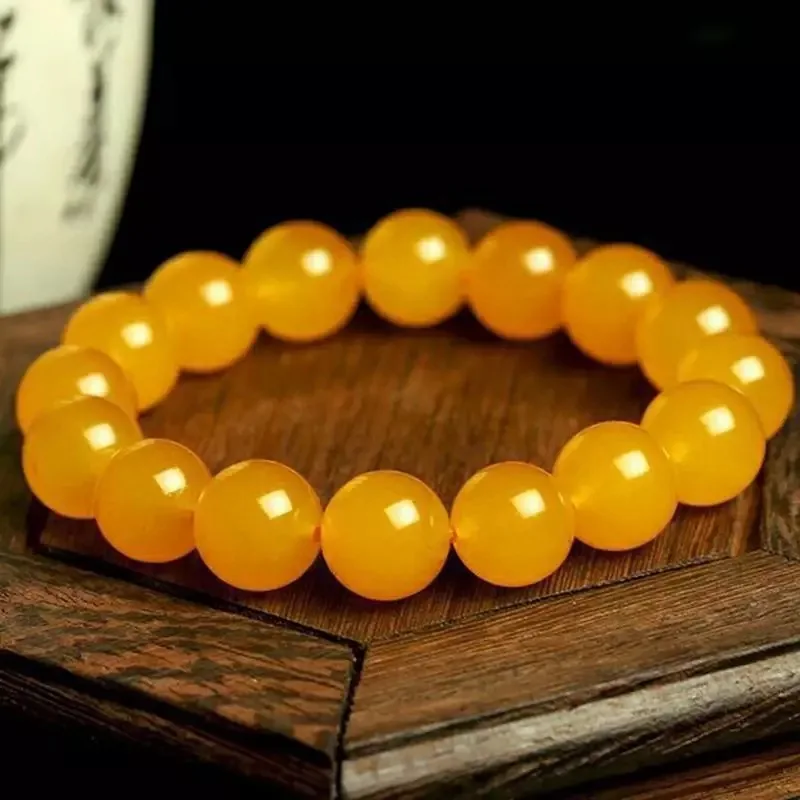 

Natural Yellow Agate Topachalid Single Circle Buddha Bead Bracelet Couple Fashion Accessories