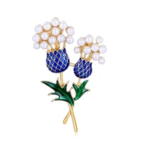 tulx blue enamel pearl flower brooches women weddings bouquet clothes jewelry accessories party casual brooch pins gifts