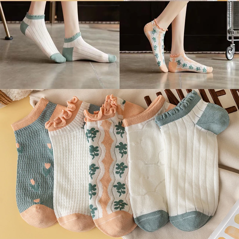 

Ladies shallow mouth invisible short tube cotton socks lace cute Japanese college ins tide