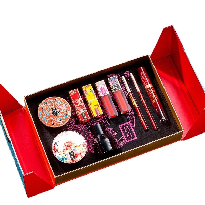 Chinese Style Splendid Yanran Cosmetic Makeup Set Box Mushroom Head Air Cushion Bb Cream Concealer Lipstick Ten-piece Gift Box