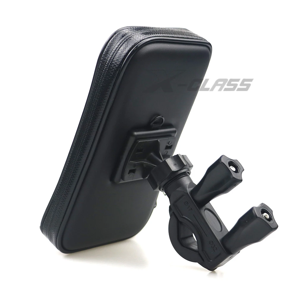 universal motorcycle handlebar phone gps holder pocket waterproof pu leather accessories for harley kawasaki bmw yamaha free global shipping