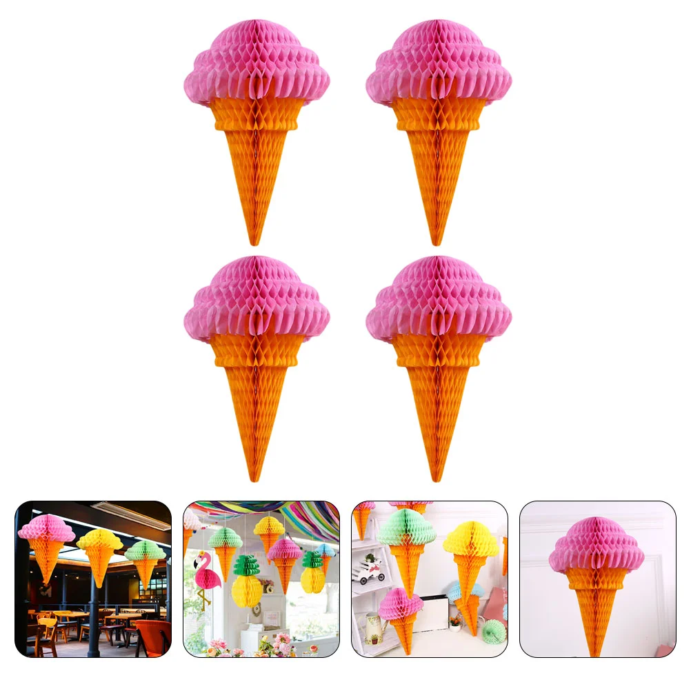 

Honeycomb Cream Ice Paper Tissue Hanging Party Decorations Pom Banner Poms Flower Lanterns Birthday Candy Garland Wedding