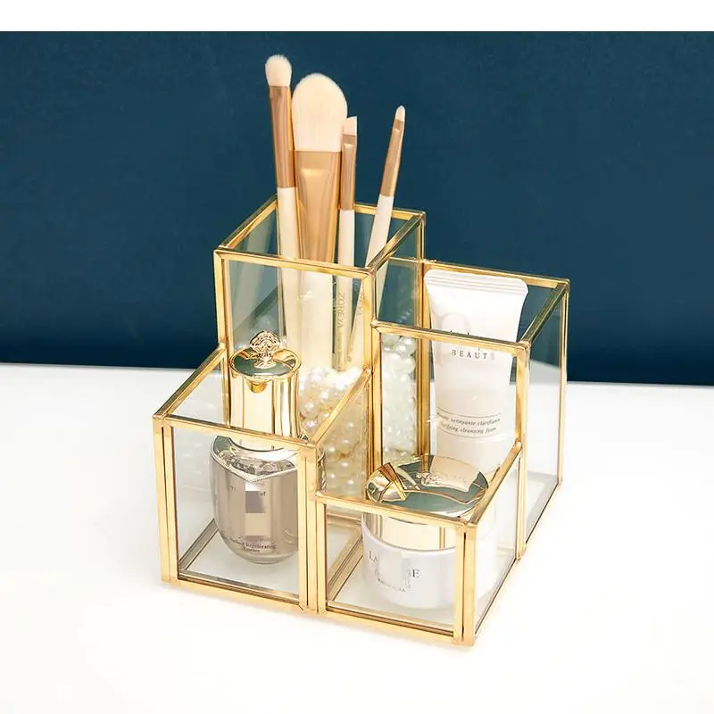

Makeup Brush Bucket Glass Cosmetic Box Makeup Tool Storage Box Pen Holder Desktop Shelf Storage Rack Organizer Jewelry Boxes