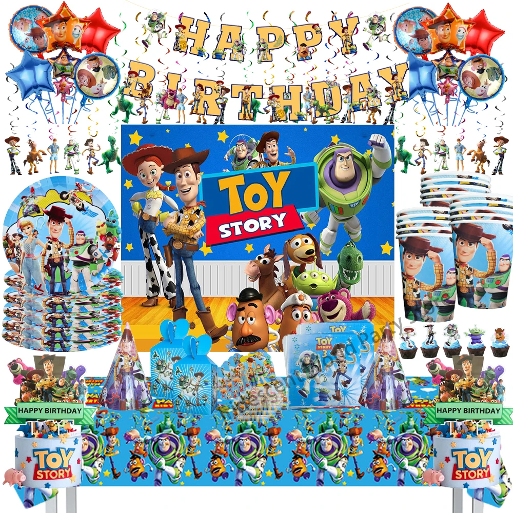 

Disney Toy Story Disposable Tableware Party Decorations Cups & Plates Straws Tablecloth Kids Birthday Party Baby Shower Supplies