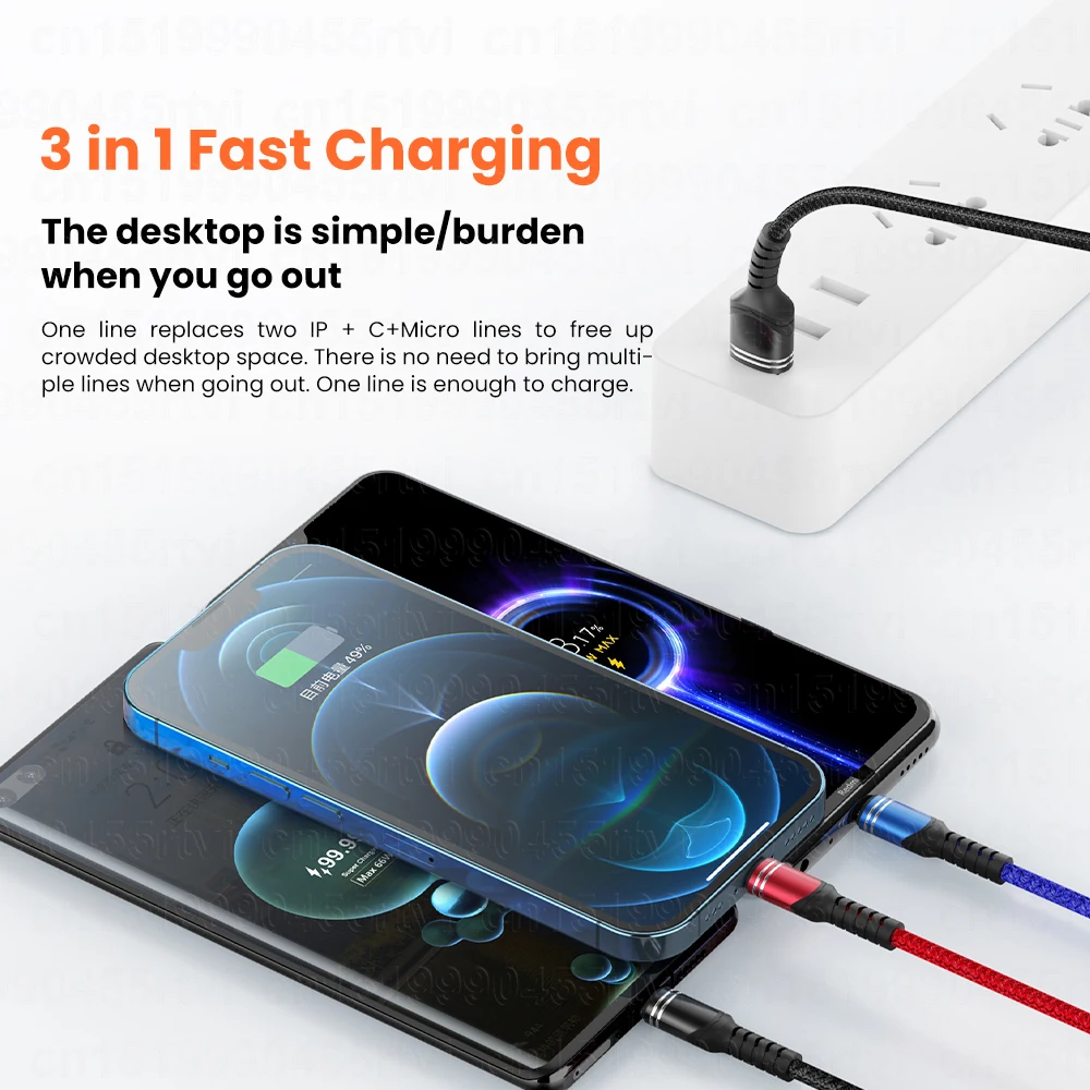 USB-кабель 3 в 1 6 А 66 Вт 2 для Huawei Samsung Xiaomi |