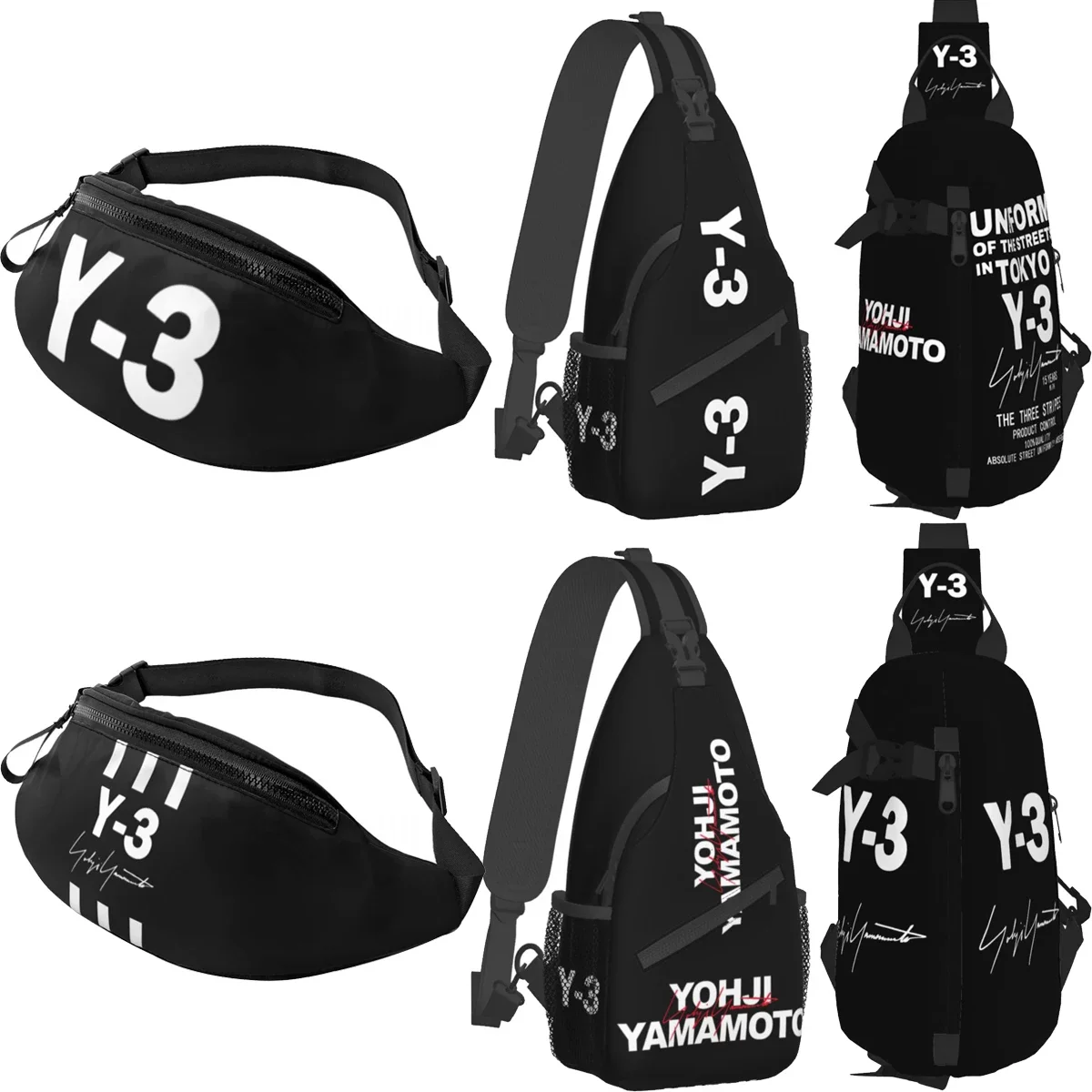 

2023 Yohji Yamamoto Y3 Cross Chest Bag Accessories Men Trendy Yohji 3Y Black Bust Diagonal Bags Crossbody Backpack