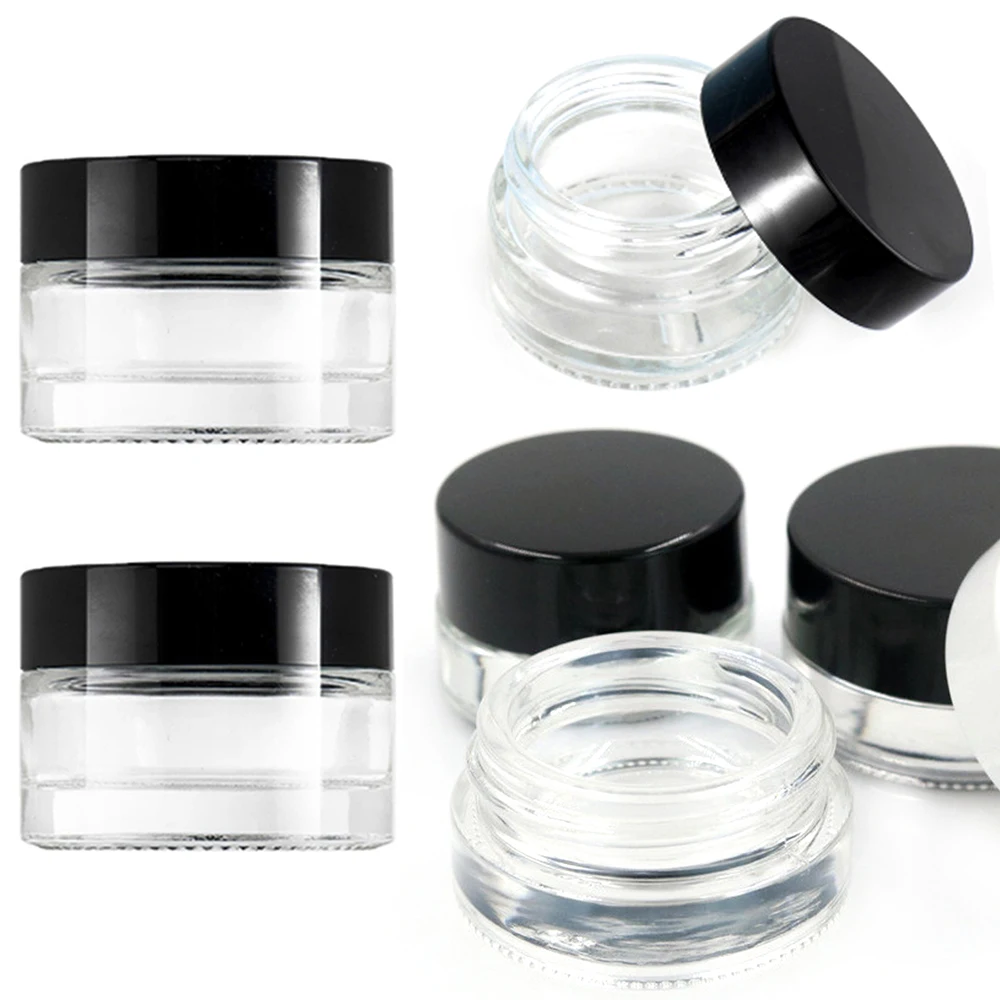 

20Pcs Glass Oil Wax Dab Storage Case 5ml Jar Box Sealed Preservation Jars Accessories Cosmetic Face Cream Container Makeup Bottl