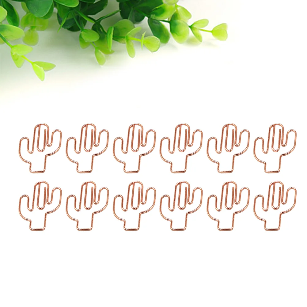 

24pcs Cactus Shape Paper Clips Cartoon File Clamps Office Stationery School Supplies Rose Gold