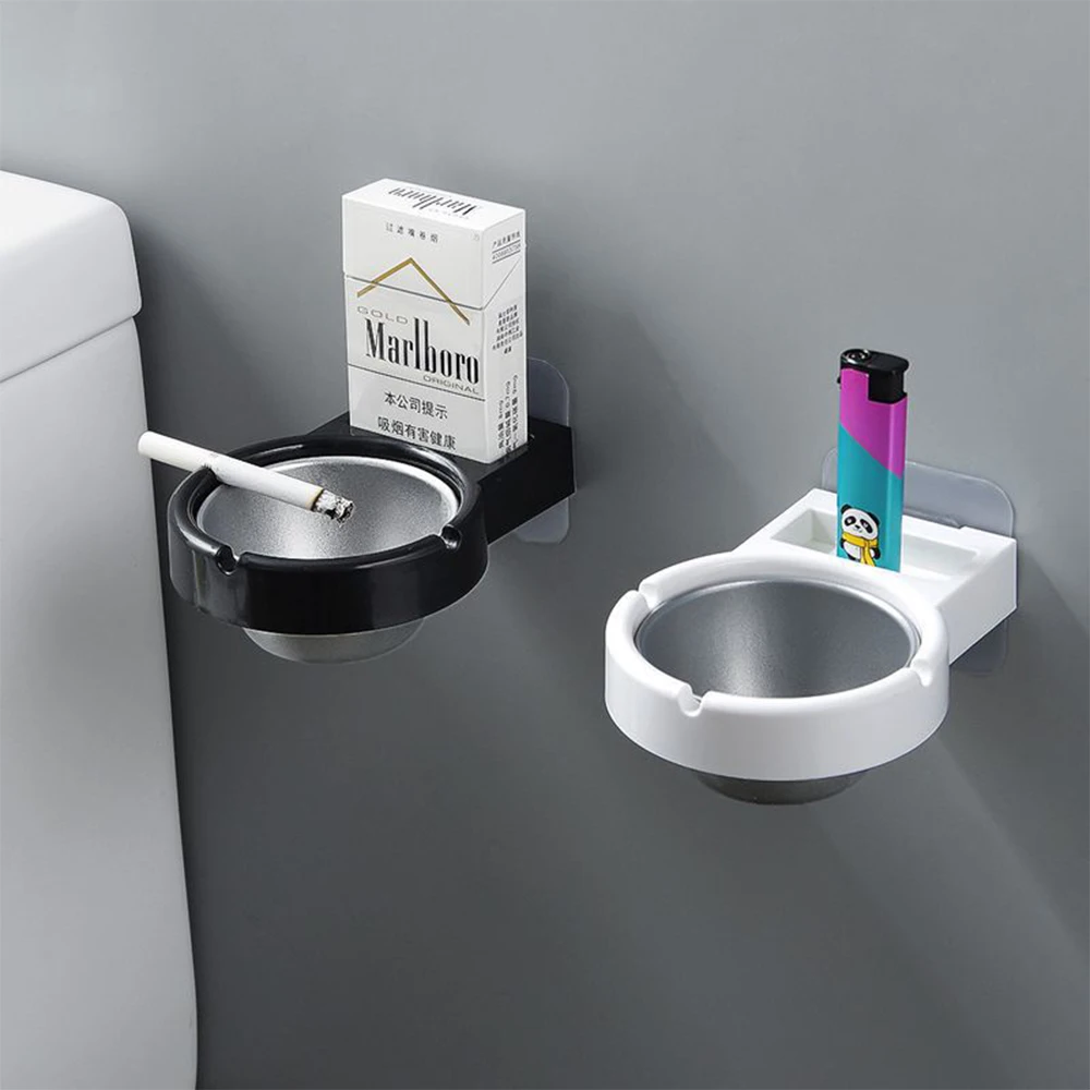 

Stainless Steel Ashtray Wall-mounted Punch-free Removable Cigarette Storage Rack for Bathroom Balcony Outdoor