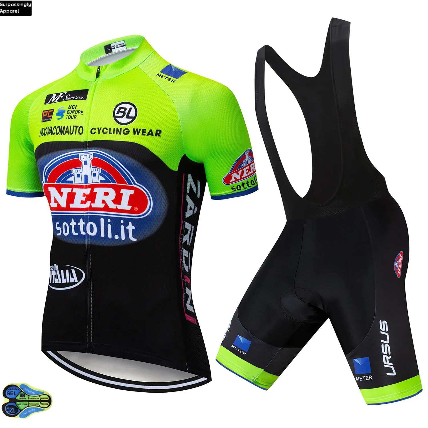 

2022 Pro Tour De Italia Bicycling Maillot Culotte Clothing Green Cycling Team Jersey 12D Gel Pads Bike Shors Set Mens Quick Dry