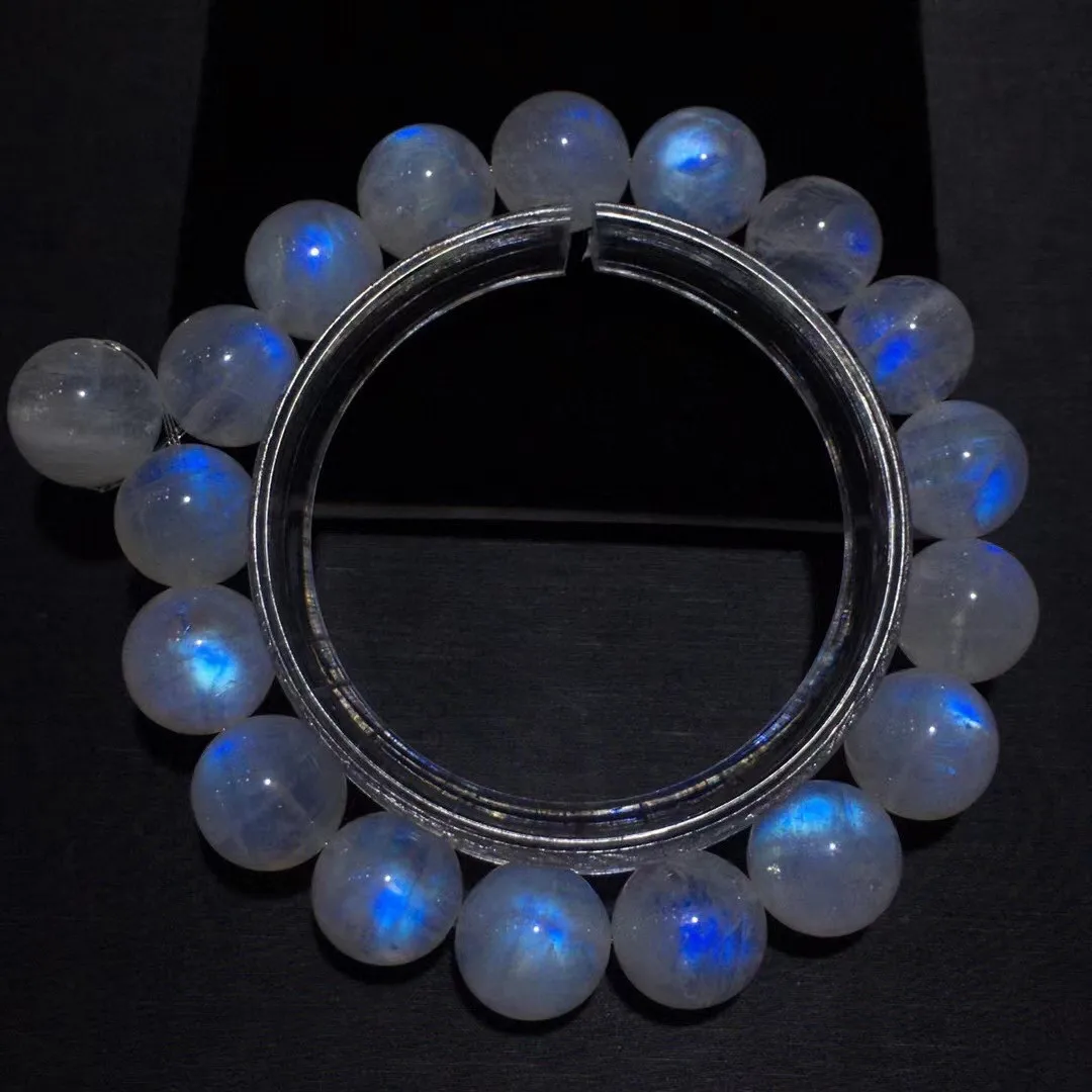

11mm Natural Moonstone Jewelry Bracelet For Women Lady Man Beauty Healing Luck Gift Crystal Stone Blue Light Beads Strands AAAAA