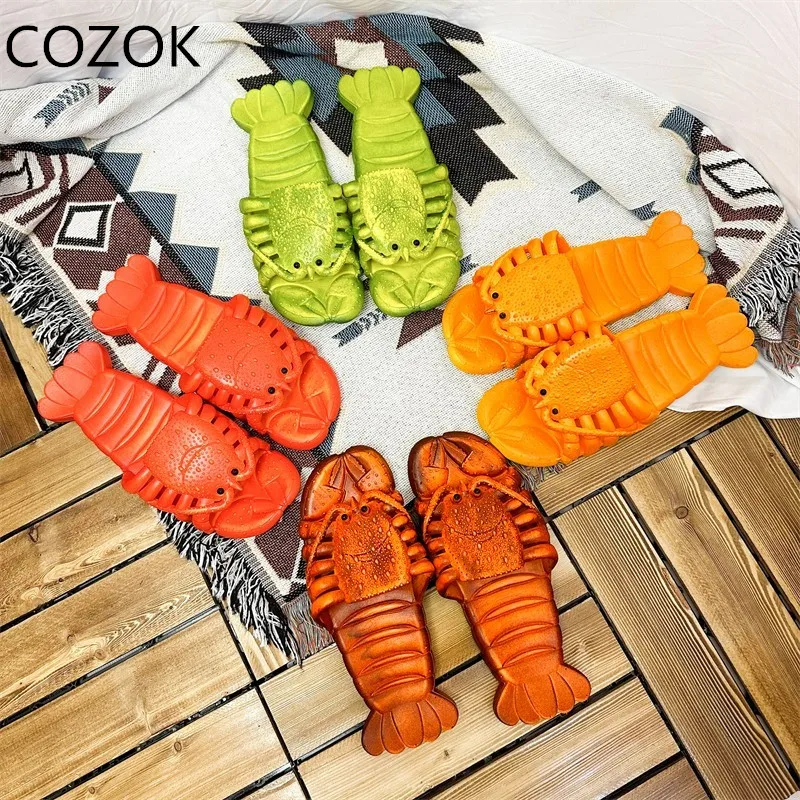 

Slippers Woman Summer 2023 Round Toe Flat Base Casual Platform Lobster Large Size Sand Soft and Comfortable EVA Slippers Women