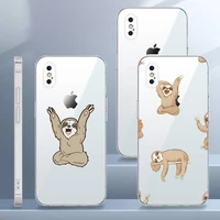 yoga sloth cute animal phone case transparent for iphone 7 8 11 12 13 s mini pro x xs xr max plus