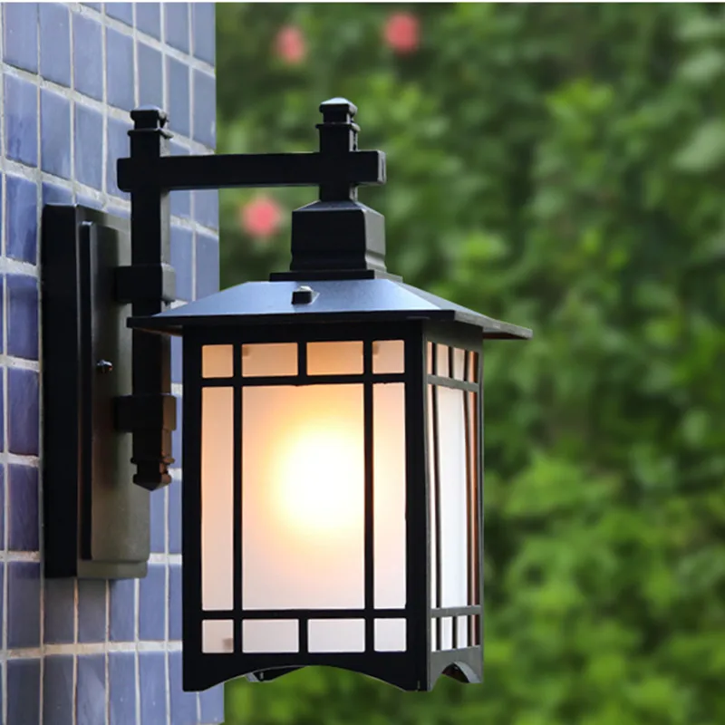 Outdoor Waterproof Wall Light LED E27 Black Retro Garden Landscape Decorative Lights Courtyard Villa Porch Aisle  Sconce Light