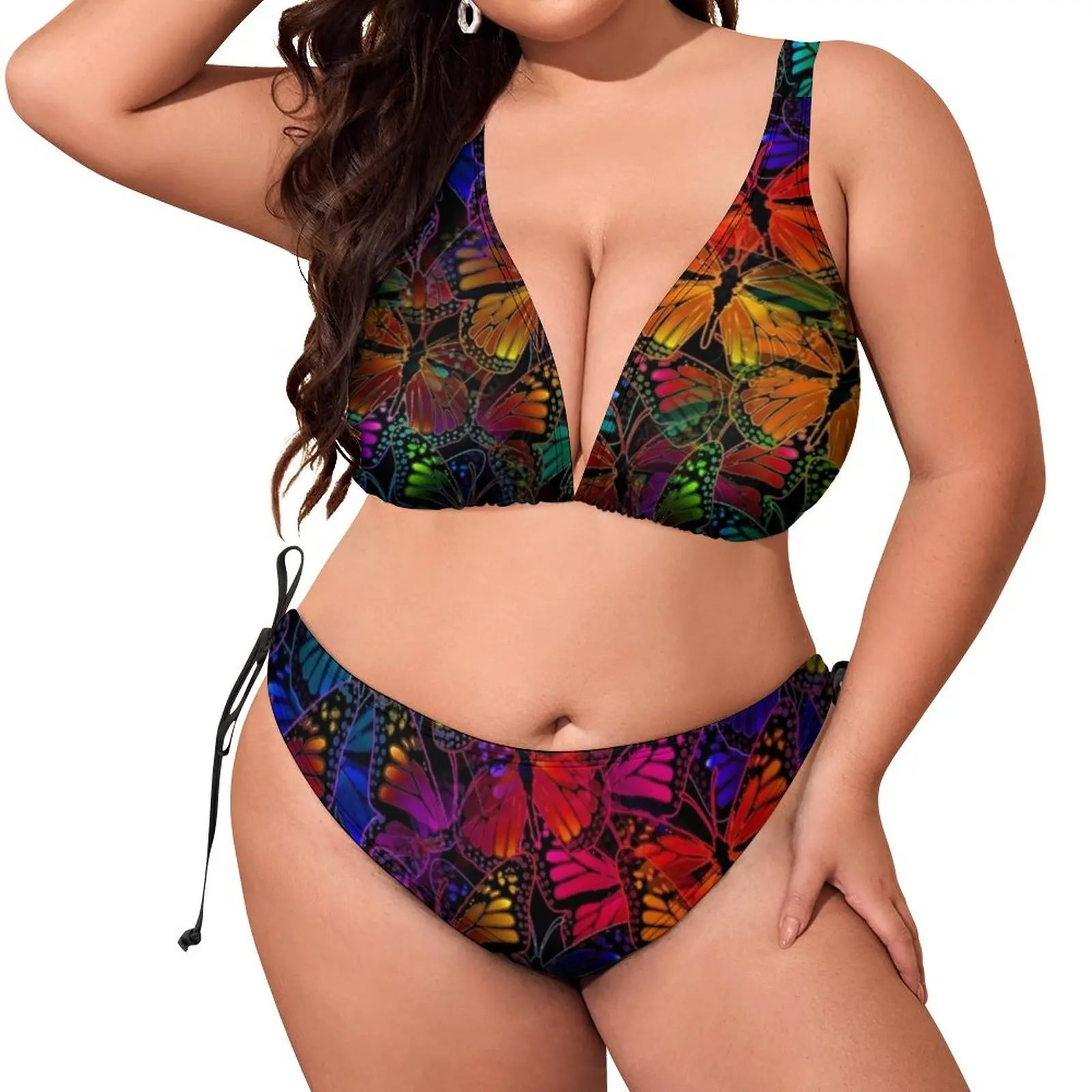 

Rainbow Butterfly Bikinis Set Sexy Animal Print Bikini Swimsuit Beach High Cut Swimwear Fashion Feminine Bikinis Beach Wear
