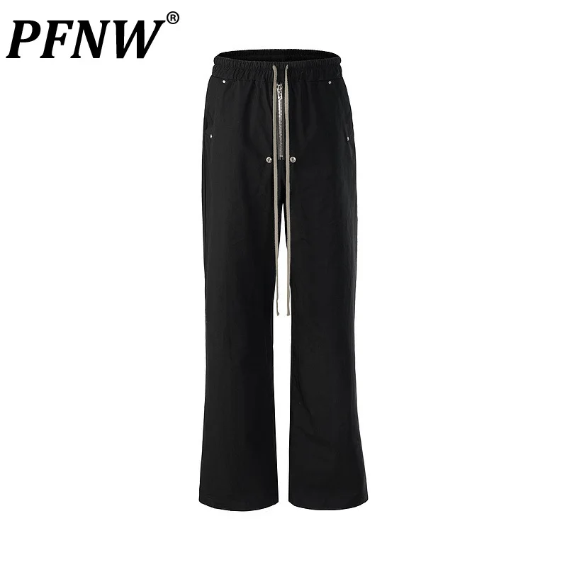 

PFNW High Street Men's Drawstring Cargo Pants Flared Male Overalls Solid Color Casual Trousers Safari Style 2023 Autumn 28C1014