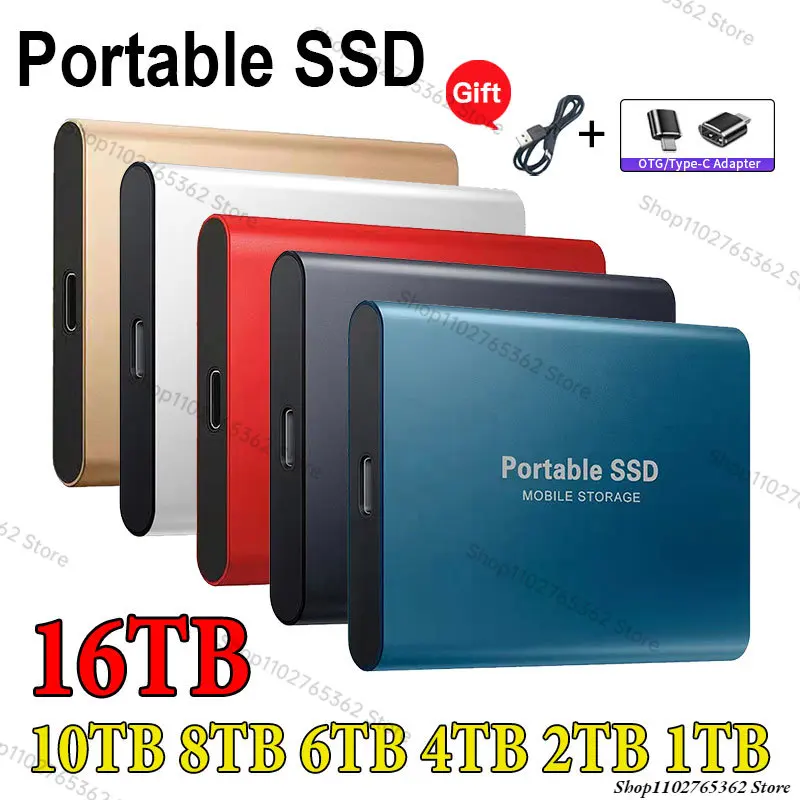 High Speed Portable SSD 64TB external hard Drive Type-C/USB3.1 2tb 16TB 4TB Hard Disks Compatible For Laptops/Desktop/MacBook