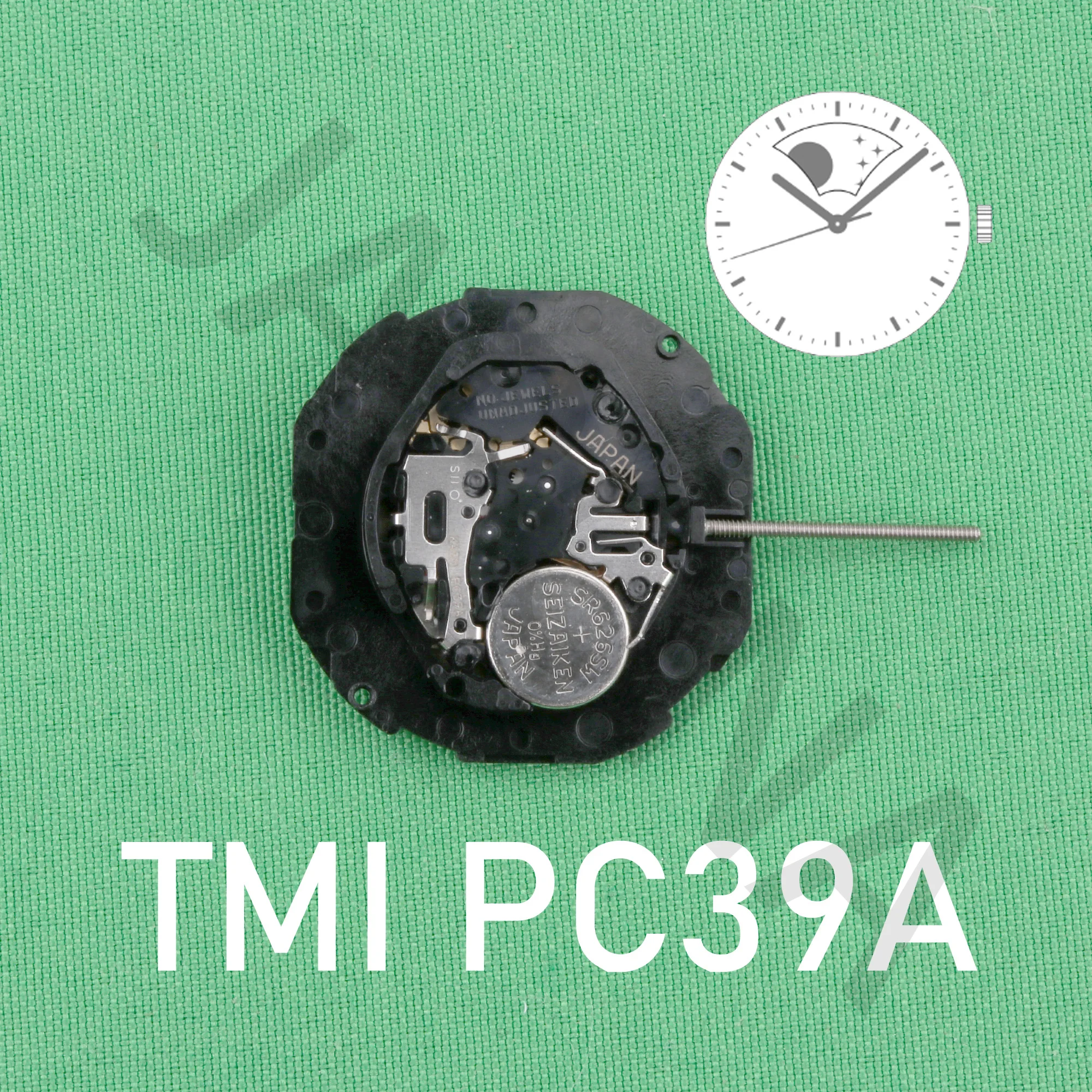 PC39 MOVEMENT TMI PC39A MOVEMENT 10½‴  Ligne Quartz Movment Three Hands with Sun ＆ Moon Disk japan movement time module movement