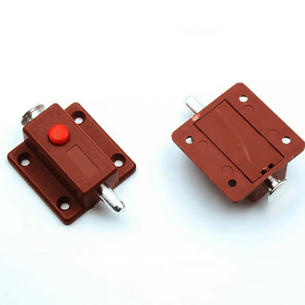 

Plastic Furniture Hardware Cupboard DIY Closet Home Thumb Lock Portable Bolt Door Automatic Button Latch