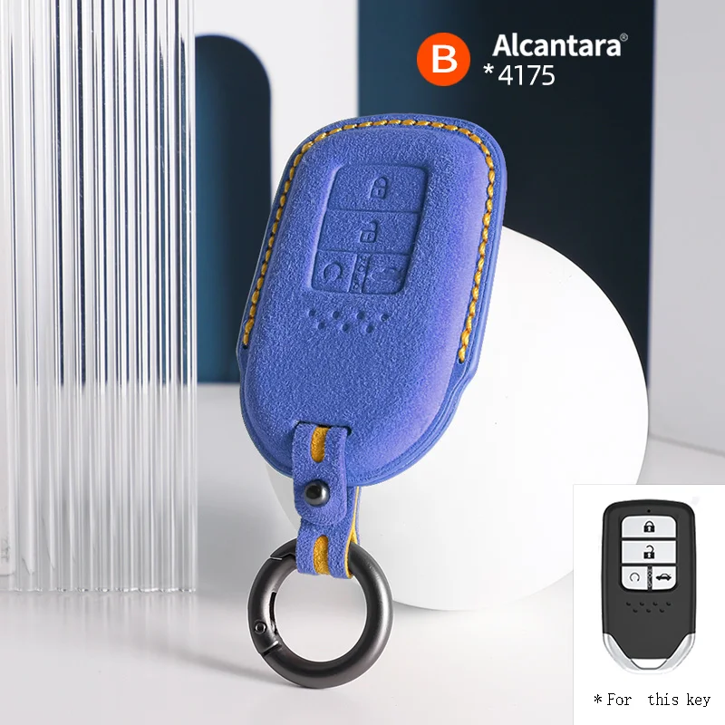 

For Honda Fit Accord Odyssey CR-V XR-V Jade Civic Keychain Alcantara Car Key Case Cover Auto Accessories