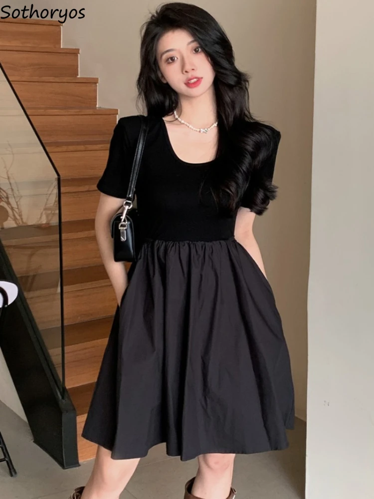 

Patchwork Dresses Women Backless Summer New Design French Style Graceful Slim Fashion Aesthetic Mini High Street Vestidos Ins