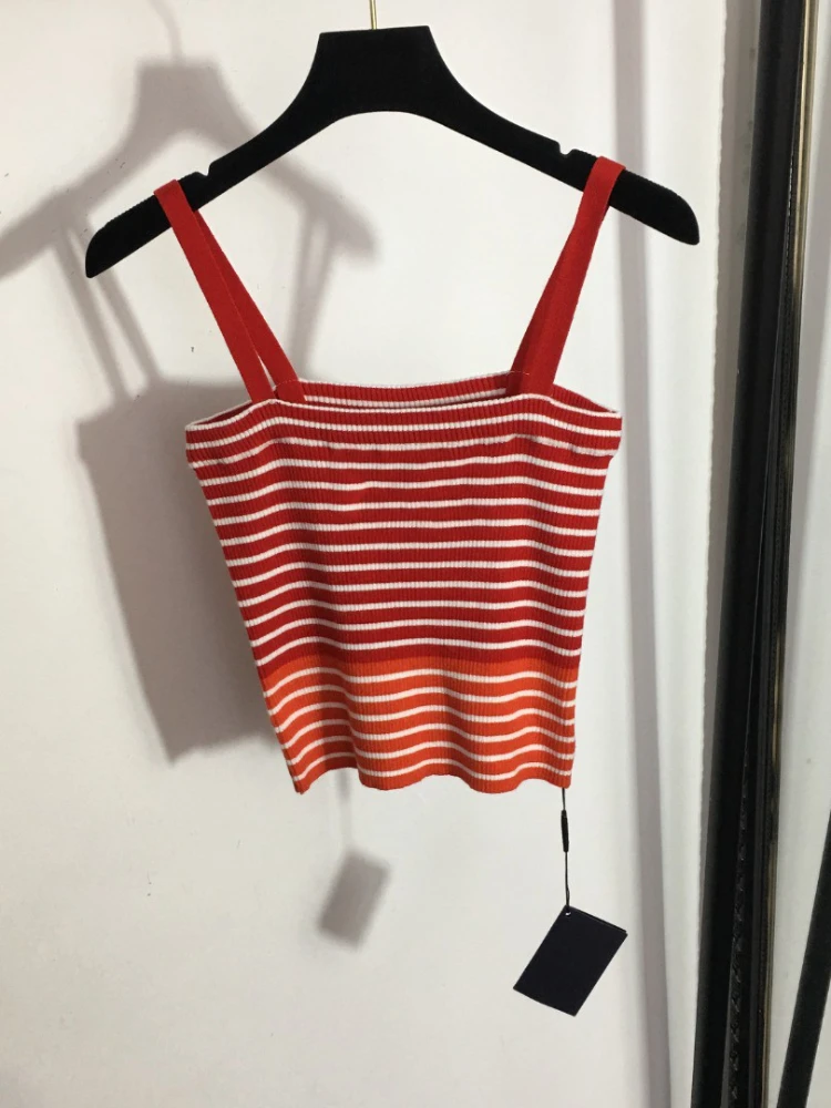 

Женский укороченный топ в полоску, милый облегающий топ на бретельках, модельный Топ, уличная одежда