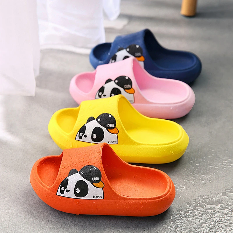 

Cartoon Panda Slippers For Boys Girls New Summer Kids Beach Shoes Baby Home Bathroom Soft Indoor Children Sandals