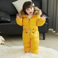 30 degrees winter baby warm down jacket kids fashion long down jacket boys outdoor thick ski clothing girls one piece snowsuit