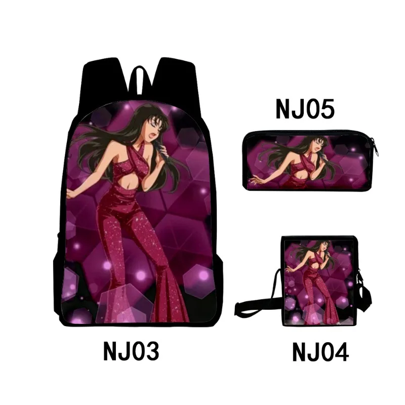 Фото Молодежный забавный рюкзак с 3D-принтом Selena Quintanilla, 3 шт./компл., студенческие дорожные сумки, рюкзак для ноутбука, рюкзак на каждый день, сумка через плечо, пенал №5