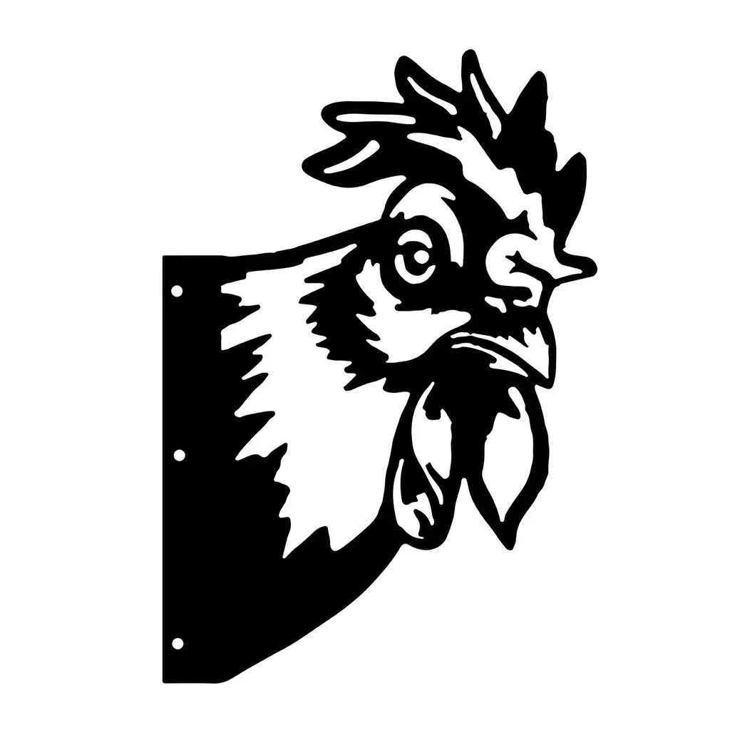 Фермерский шикарный силуэт головы петуха: Сделайте свой садовый декор для сада