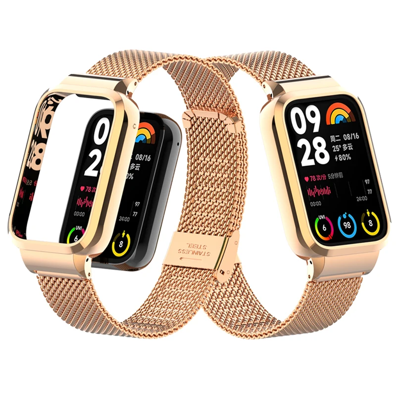 

Металлический защитный ремешок для браслета Mi Band 7 Pro + чехол для Xiaomi mi band 8 pro защитный корпус для ремешка