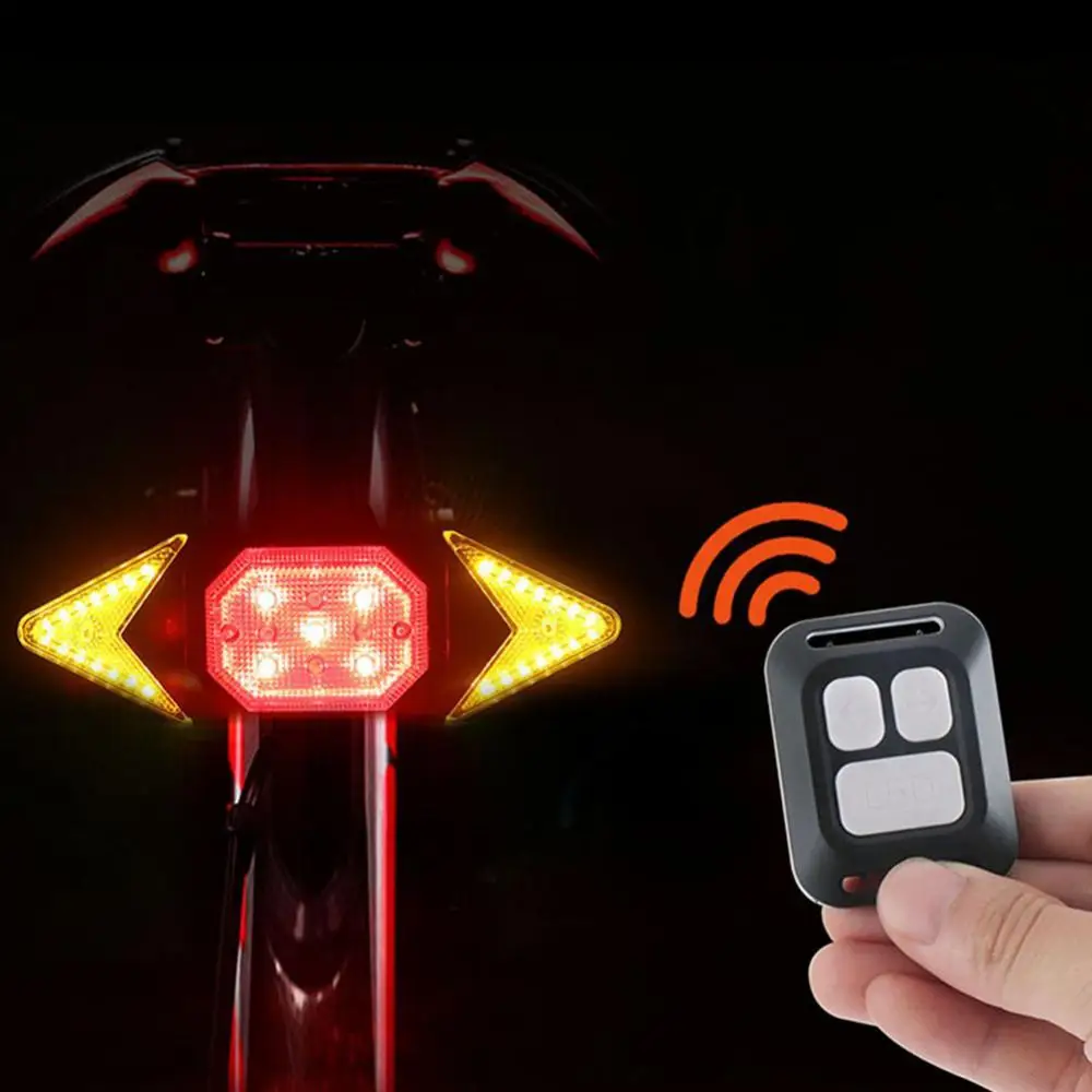 

Bicycle Light Rear Wireless Remote Control Turn Signal Bike Tail Light with Turn Signals Bike Taillight Horn USB Rechargeable
