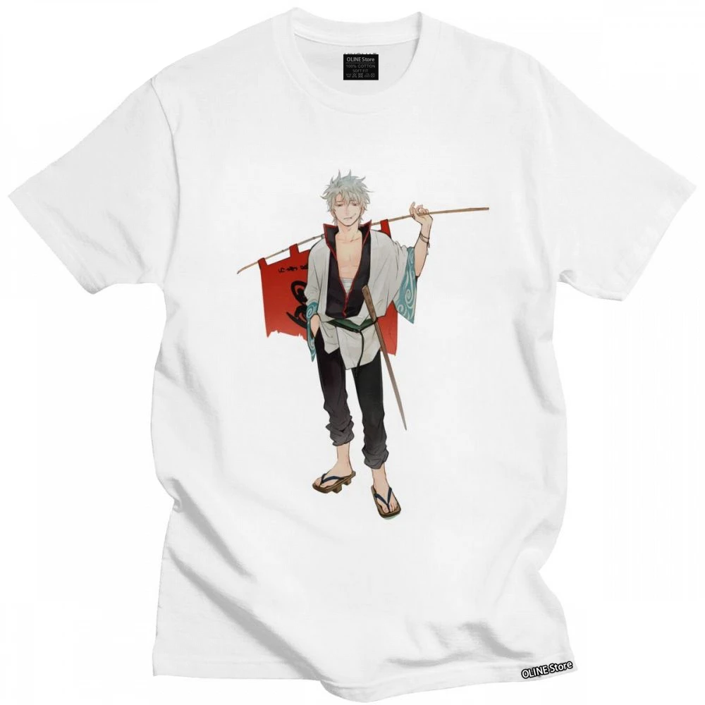 

Funny Gintoki Sakata Tshirt Men Short Sleeved Leisure Anime Shirt Gintama Tee Tops Crew Neck Slim Fit Soft Cotton T-shirt Merch