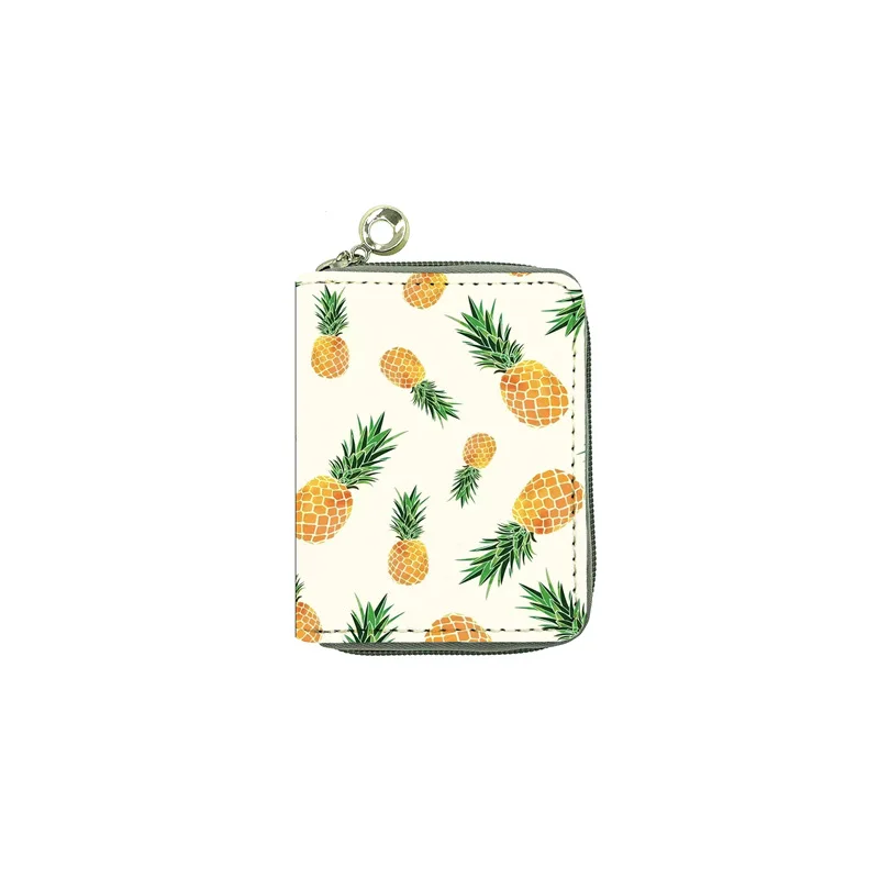 New European and American Fruit Pineapple PU Wallet Short Children's Bag Student Women's Zipper Bag Zero Wallet