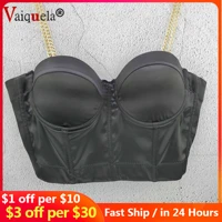 mesh push up bralet womens corset bustier bra night club party solid chain shoulder strap camisole influencer fresh sexy jacket