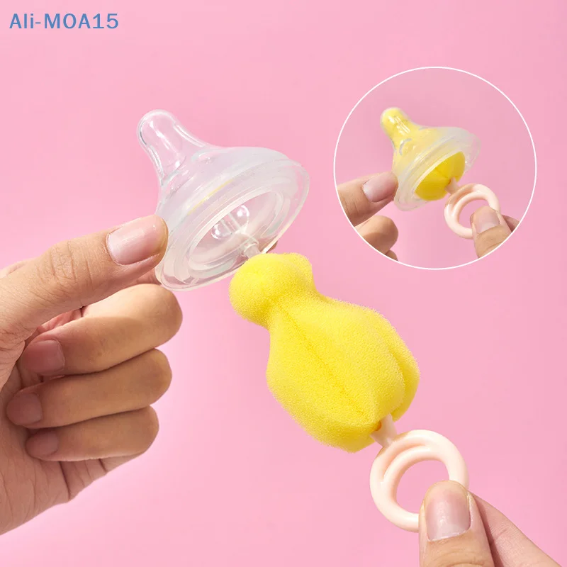 

2pcs Sponge Nipple Brush 360 Degree Rotating Cleaning Brush Baby Pacifier Brushes Nipples Bottle Washing Cleaner Tools