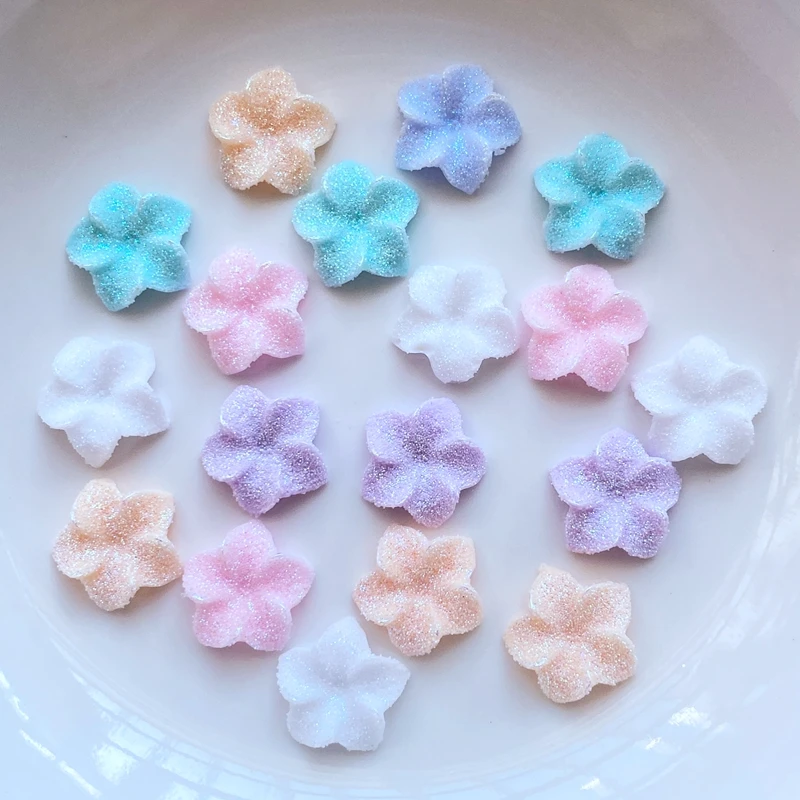 

50Pcs Nail Art Accessories Resin Cute Mini Shiny Flowers Fashion 3D Fingernail DIY Jewelry/Hairwear Making Decoration